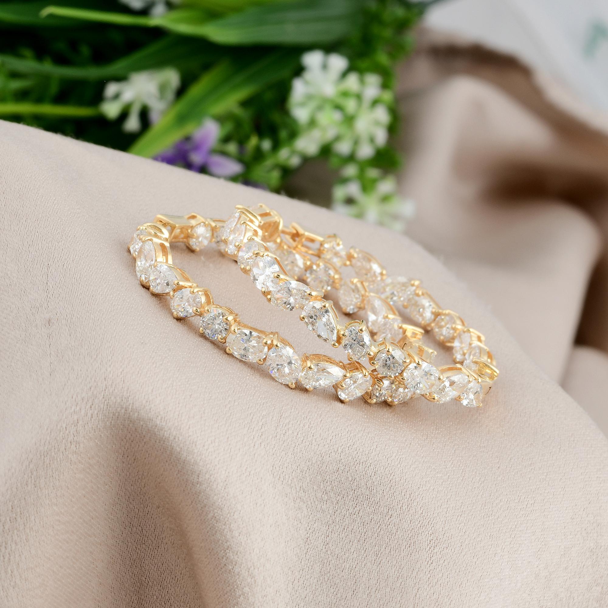 7,4 Karat SI Reinheit HI Farbe Diamant-Creolen-Ohrringe 18 Karat Gelbgold Schmuck im Zustand „Neu“ im Angebot in Diera, Dubai