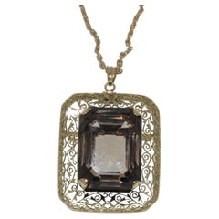 74 Carat Topaz Necklace in 14K Yellow Gold