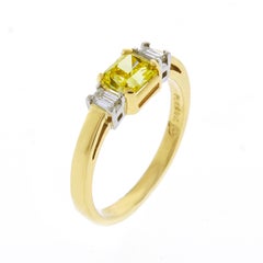 .74 Carat Vivid Yellow Internally Flawless Diamond Three-Stone Ring