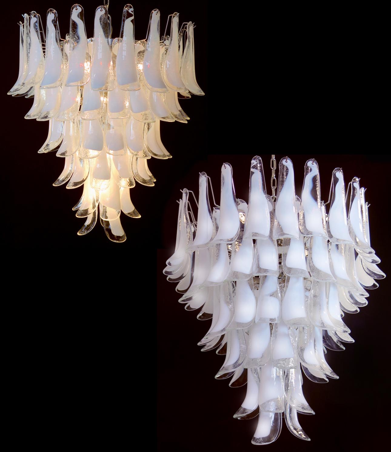 74 Glass Pink Petal Chandeliers, Murano In Excellent Condition In Budapest, HU