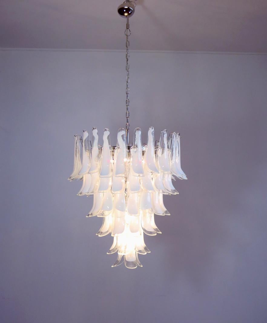 Contemporary 74 Glass Pink Petal Chandeliers, Murano