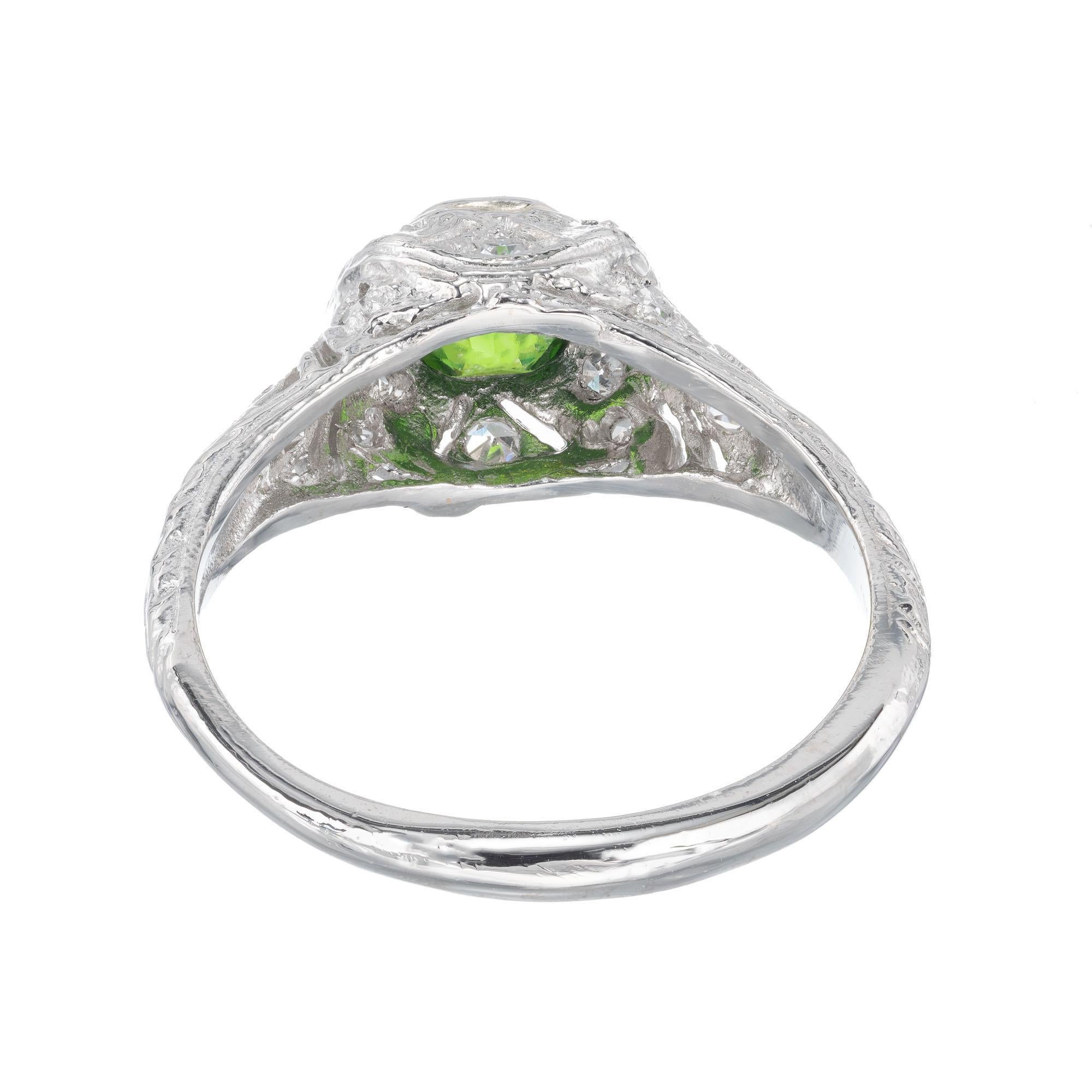 .74 Karat Grüner Demantoid Granat Diamant Platin Verlobungsring 1