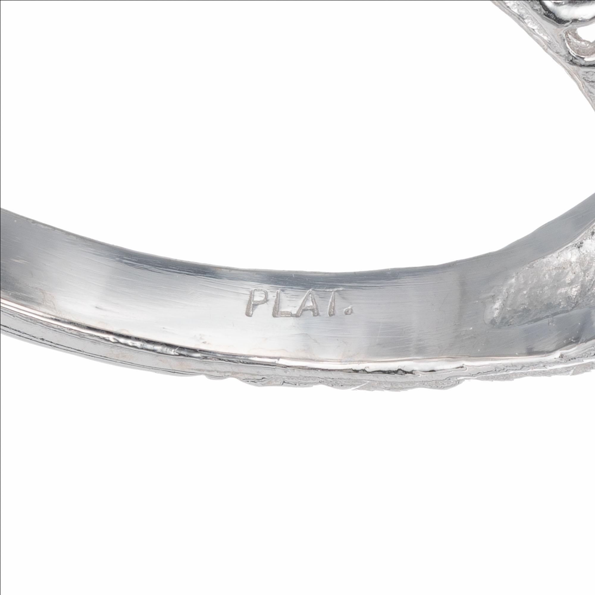 .74 Carat Green Demantoid Garnet Diamond Platinum Engagement Ring In Good Condition In Stamford, CT