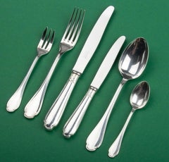 74-Piece Set of Silver-Plated Flatware Made by Christofle Model Pompadour