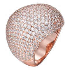 Bague cocktail Bombay de créateur en or rose plaqué zirconia cubique lustré de 7,40 carats