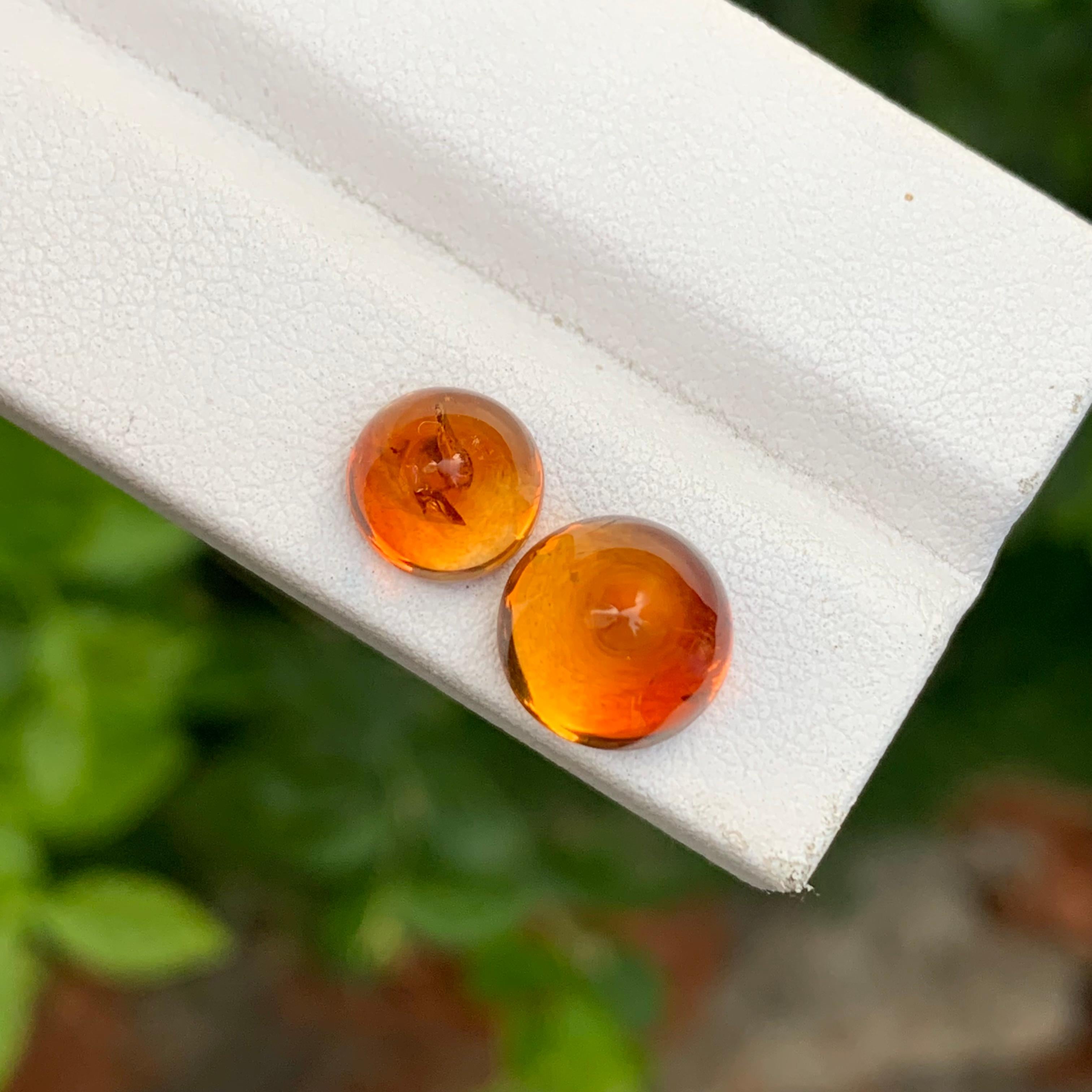 7,40 Karat Lose Dual Sugarloaf Madeira Citrin Cabochon Runde Form Edelstein (Kegel-Cabochon) im Angebot