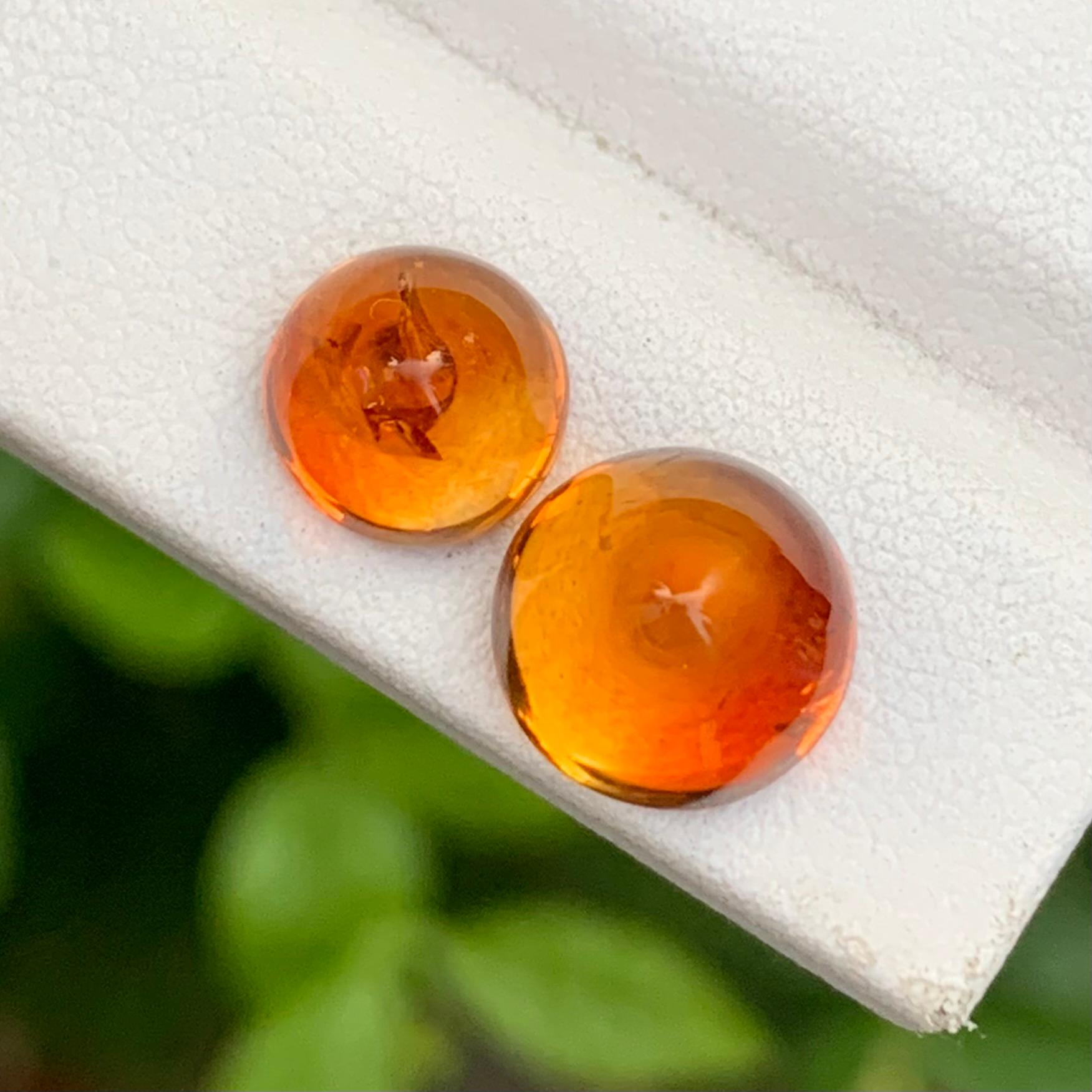 7,40 Karat Lose Dual Sugarloaf Madeira Citrin Cabochon Runde Form Edelstein im Angebot 3