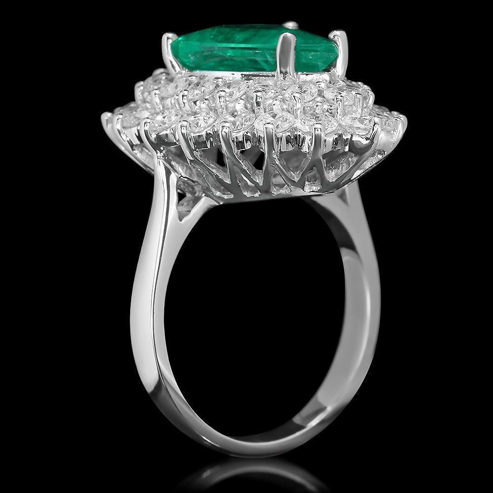 7.40 Carats Natural Emerald and Diamond 14K Solid White Gold Ring

Total Natural Green Emerald Weight is: Approx. 4.80 Carats

Emerald Measures: Approx. 14.00 x 10.00mm

Natural Round Diamonds Weight: Approx. 2.60 Carats (color G-H / Clarity