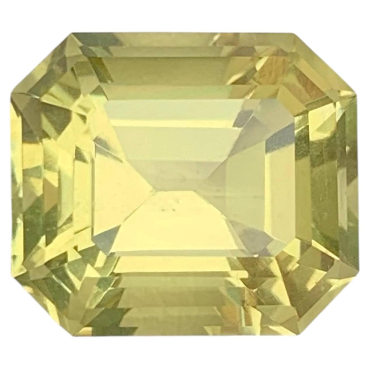 7.40 Carat Natural Loose Lemon Color Citrine Stone Emerald Cut African Gemstone