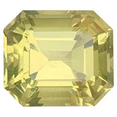 7.40 Carat Natural Loose Lemon Color Citrine Stone Emerald Cut African Gemstone