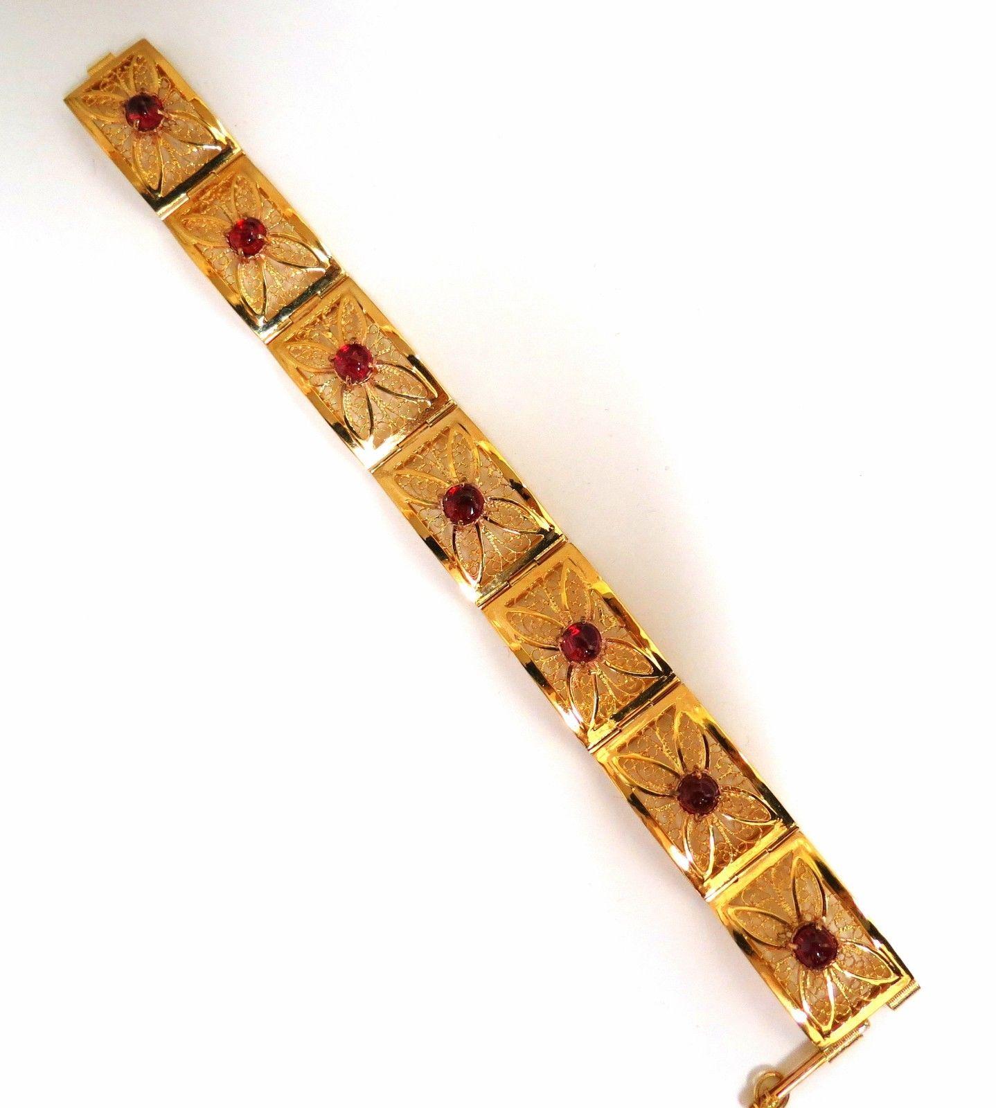Bracelet vintage en or 14 carats avec spinelle naturelle ouverte et dorée de 7,40 carats en vente 1