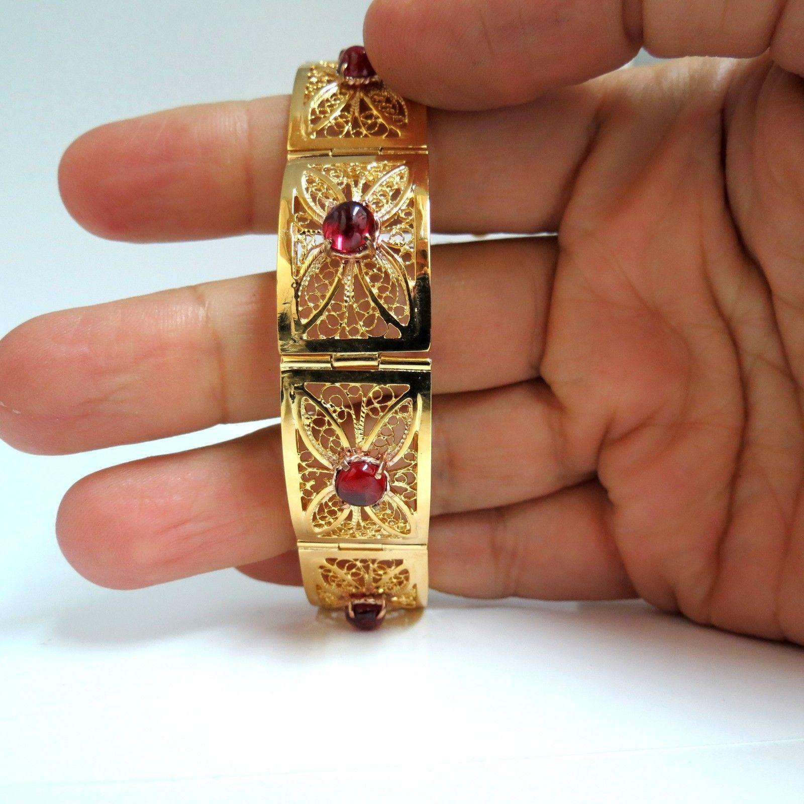 Bracelet vintage en or 14 carats avec spinelle naturelle ouverte et dorée de 7,40 carats en vente 2