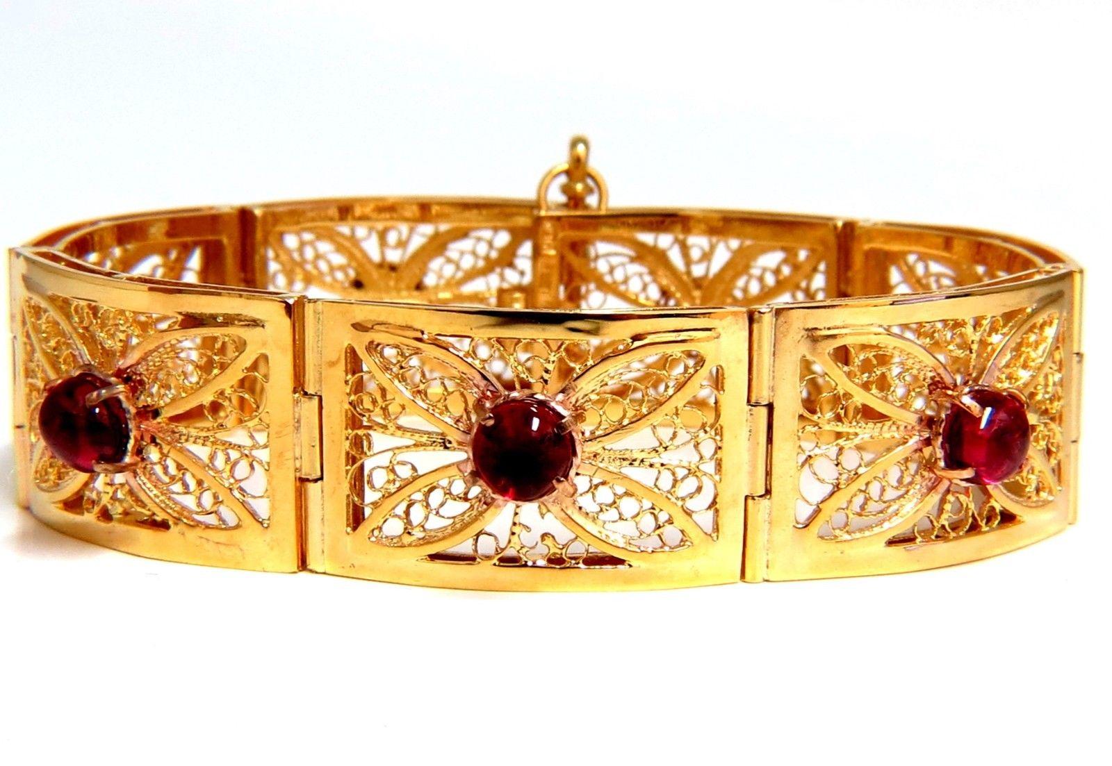 Bracelet vintage en or 14 carats avec spinelle naturelle ouverte et dorée de 7,40 carats en vente 3