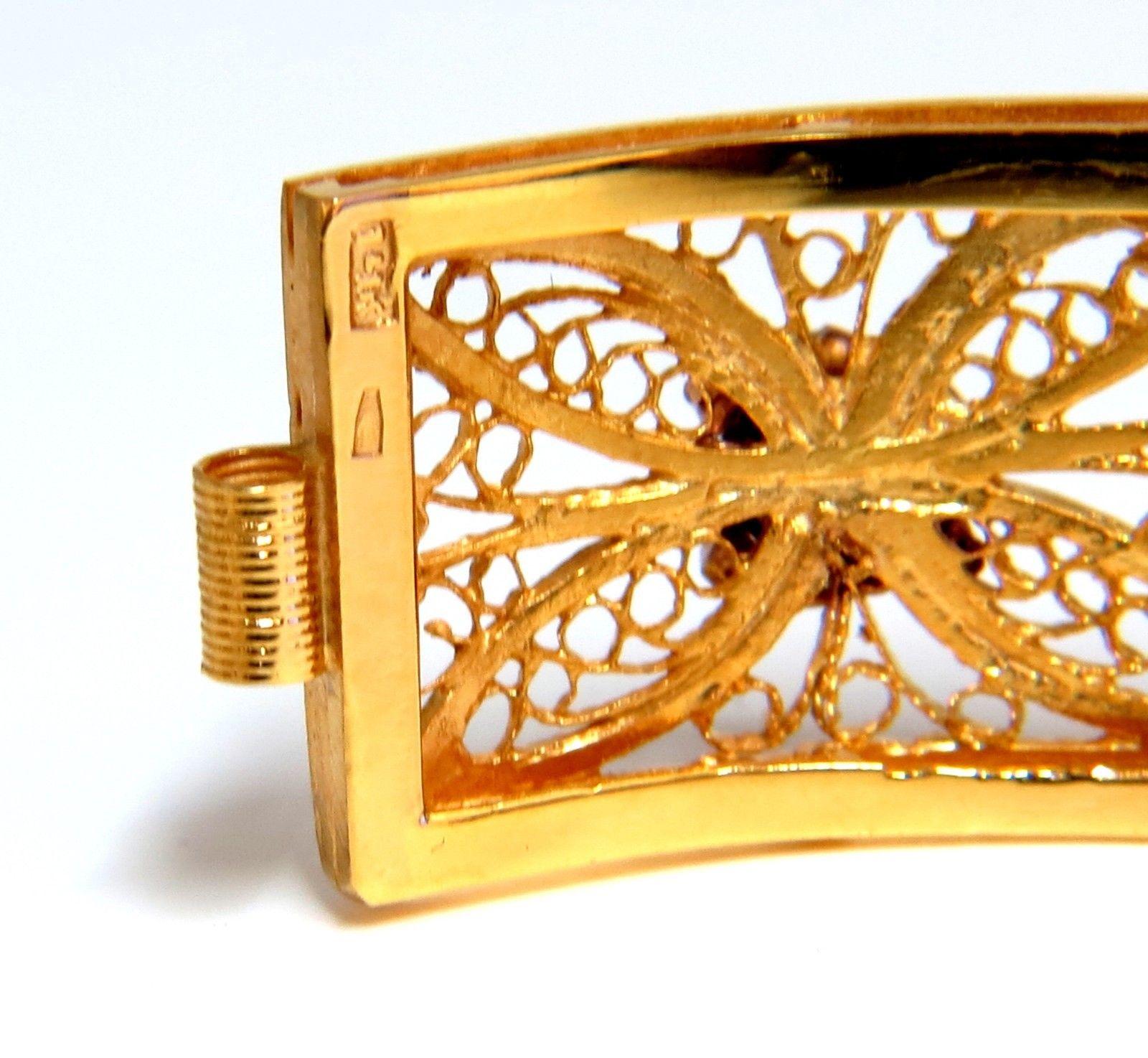 Bracelet vintage en or 14 carats avec spinelle naturelle ouverte et dorée de 7,40 carats en vente 4