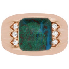 7.40 Carat Opal and 0.17 Carat White Diamond Men’s Ring