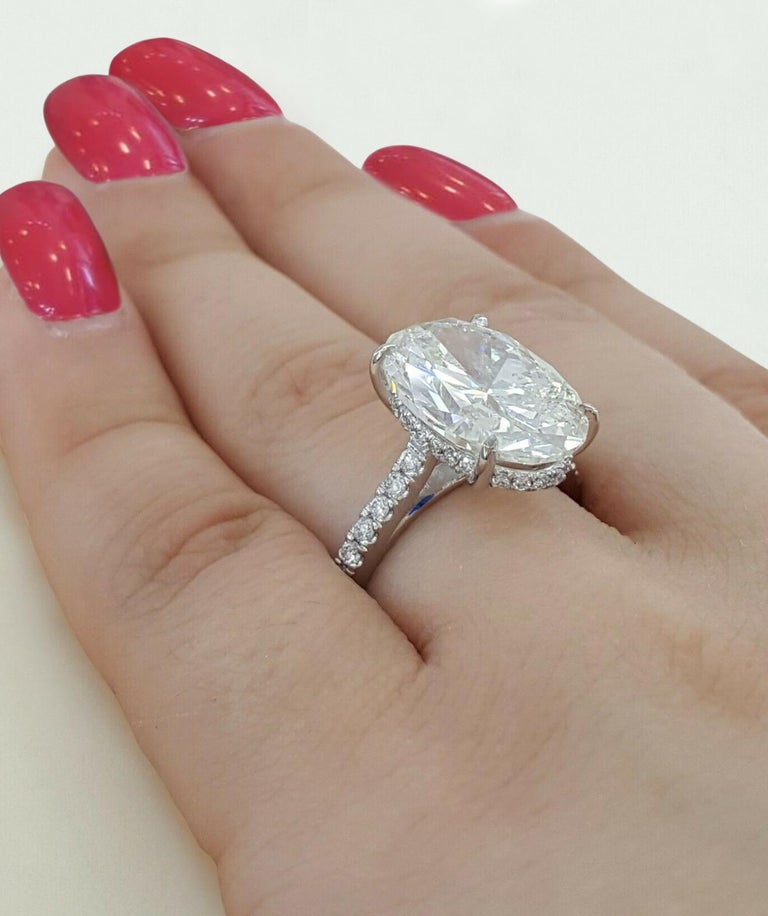 GIA Certified 7 Carat Oval Diamond Ring Pave Ring For Sale at 1stDibs | 7  carat oval diamond ring price, 7ct oval diamond ring, 7 carat diamond size