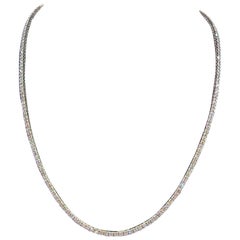 7.40 Carat Round Brilliant Cut Diamond Tennis Necklace 14 Karat White Gold