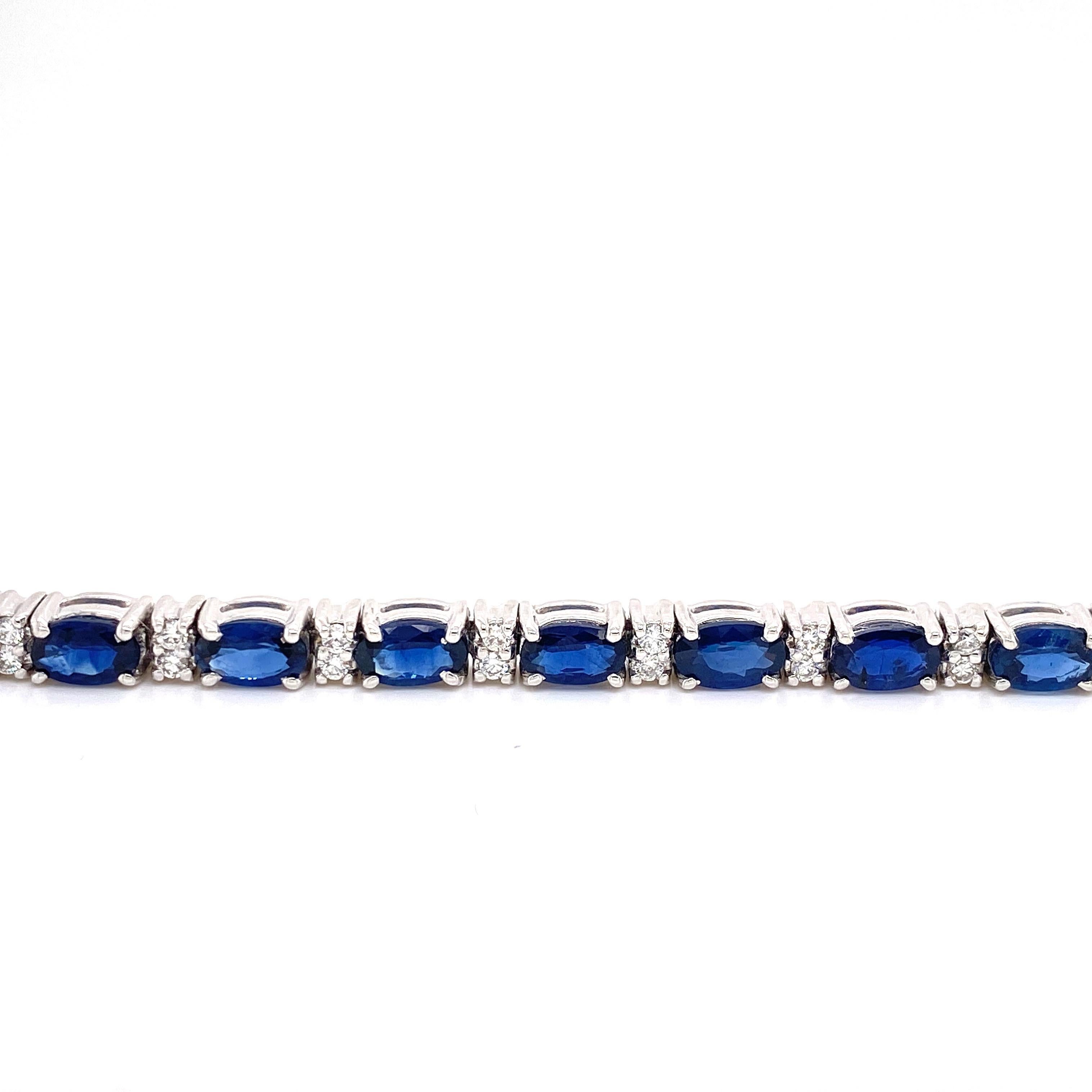 7.40 Carat Sapphire and Diamond Bracelet In New Condition For Sale In Great Neck, NY