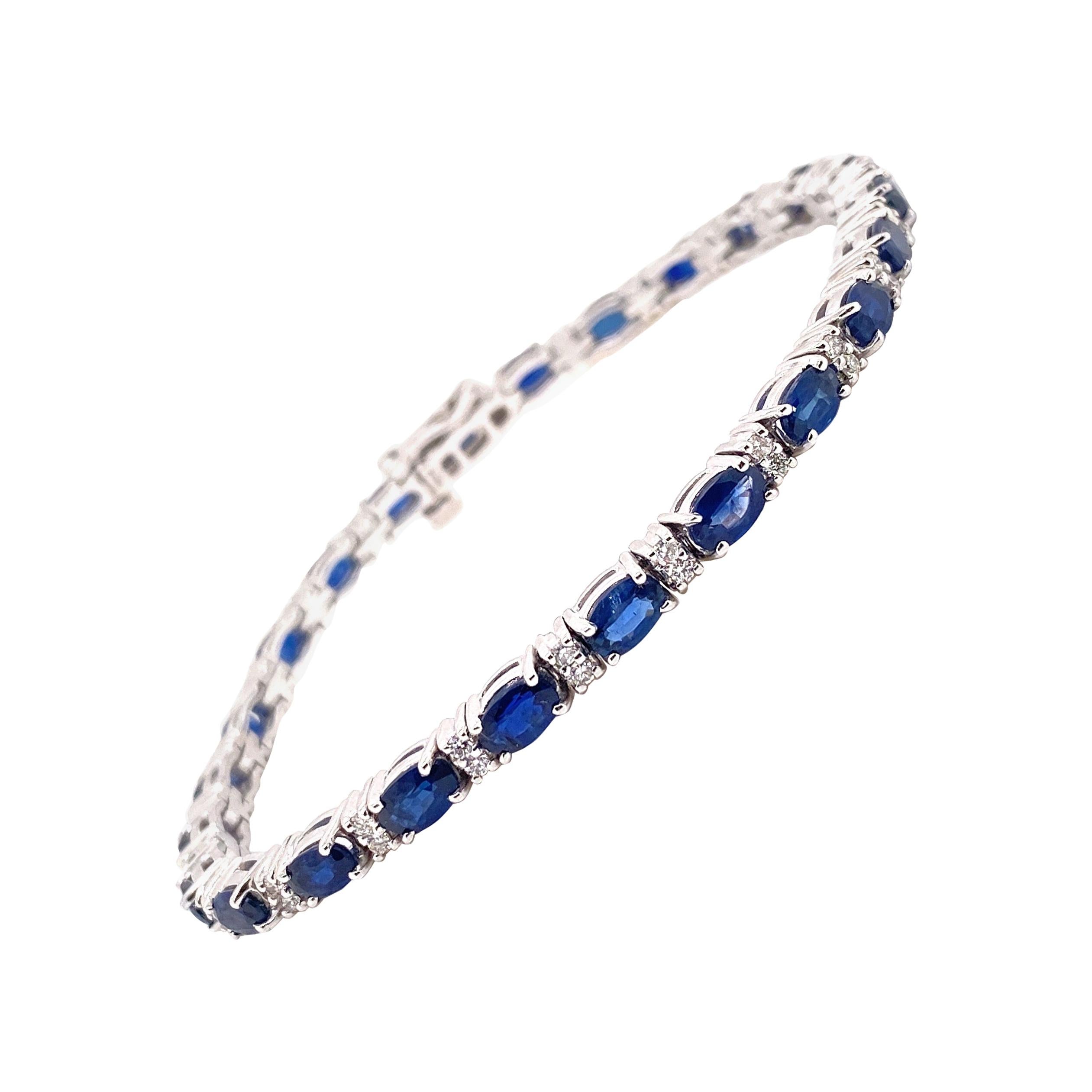 7.40 Karat Saphir und Diamant-Armband im Angebot