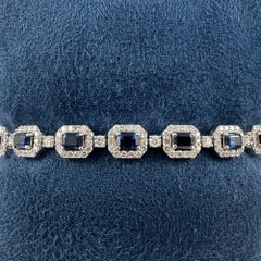 7.40 Carat Sapphire and Diamond Bracelet in 18K White Gold