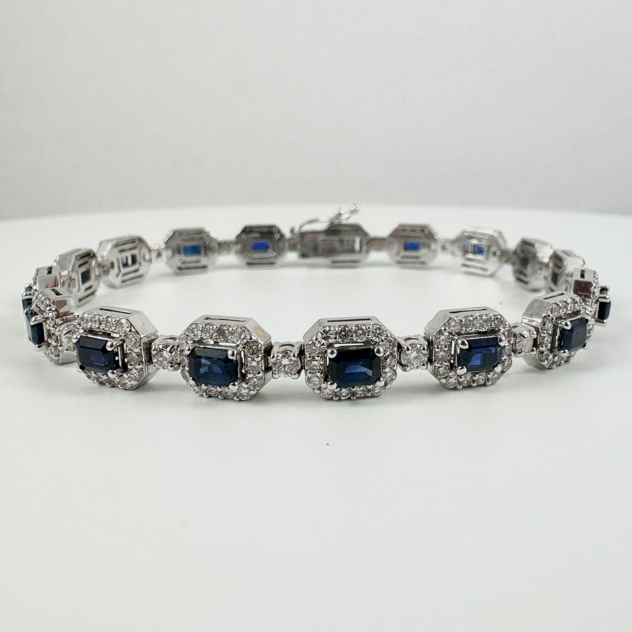 Bracciale con zaffiro e diamanti da 7,40 carati in oro bianco 18 carati In condizioni Nuovo in vendita a New York, NY