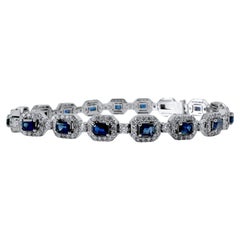 Bracciale con zaffiro e diamanti da 7,40 carati in oro bianco 18 carati