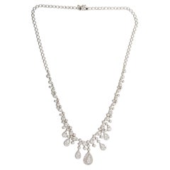 7.40 Carat SI Clarity HI Color Diamond Necklace 18 Karat White Gold Fine Jewelry