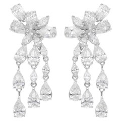 7,40 Carati SI Chiarezza HI Colore Diamante Multi Forma Orecchini in Oro Bianco 14 Carati