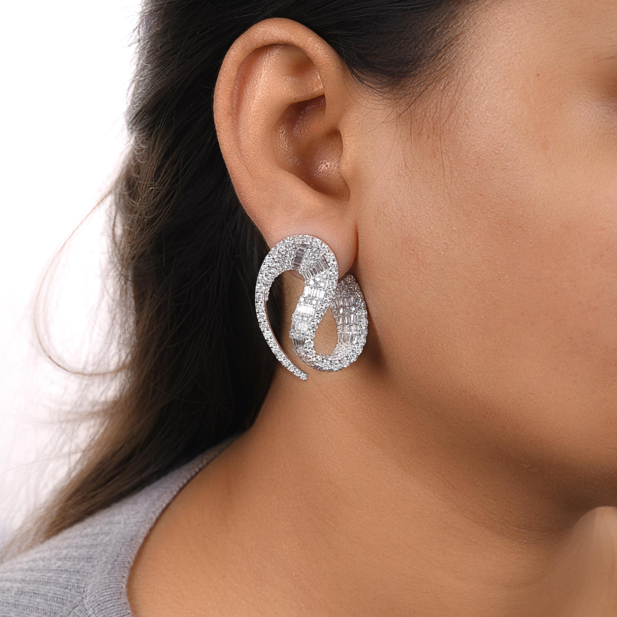 7,40 Karat SI/H Baguette-Diamant im Brillantschliff Designer-Ohrringe 18k Weißgold (Moderne) im Angebot