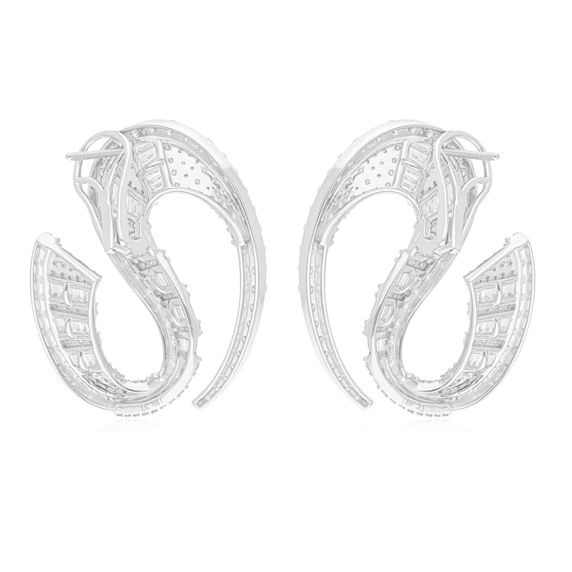 7,40 Karat SI/H Baguette-Diamant im Brillantschliff Designer-Ohrringe 18k Weißgold (Baguetteschliff) im Angebot