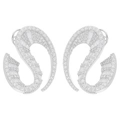 7,40 Carati SI/H Baguette Taglio Brilliante Diamante Orecchini Designer Oro Bianco 18k
