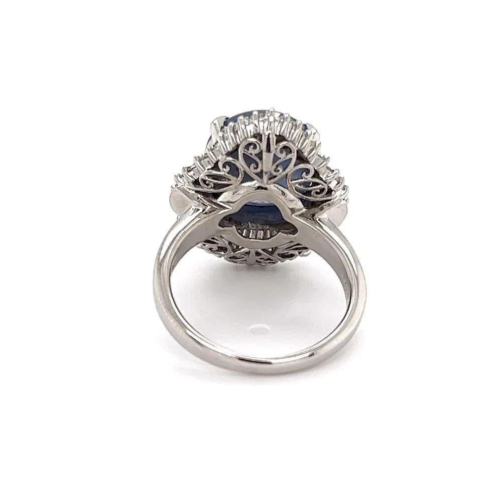 Anillo vintage de platino con zafiro estrella y diamantes de 7,40 quilates Corte mixto en venta
