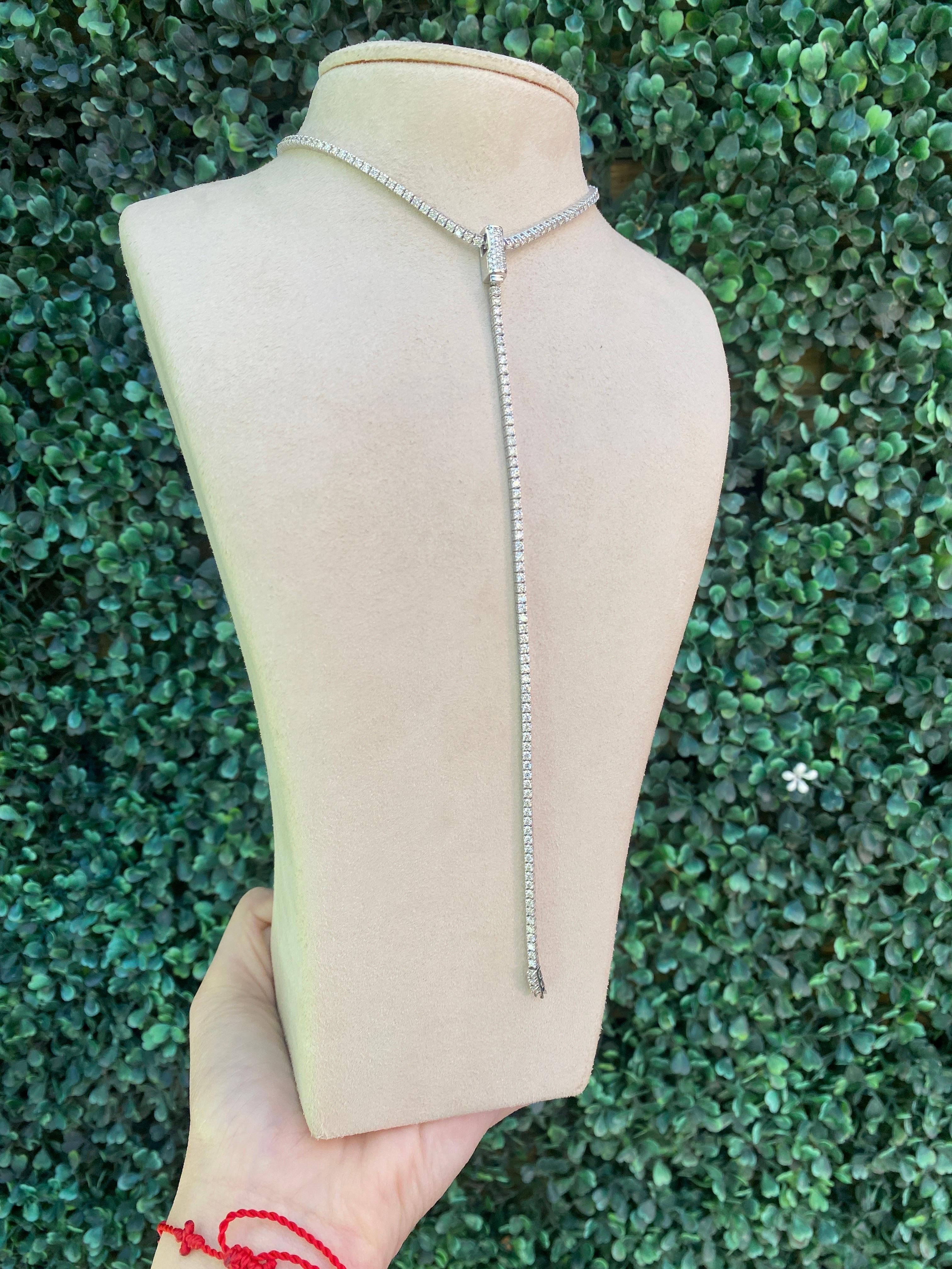 7.40 Carat Total Weight Diamond Convertible Lariat Choker Necklace  For Sale 5