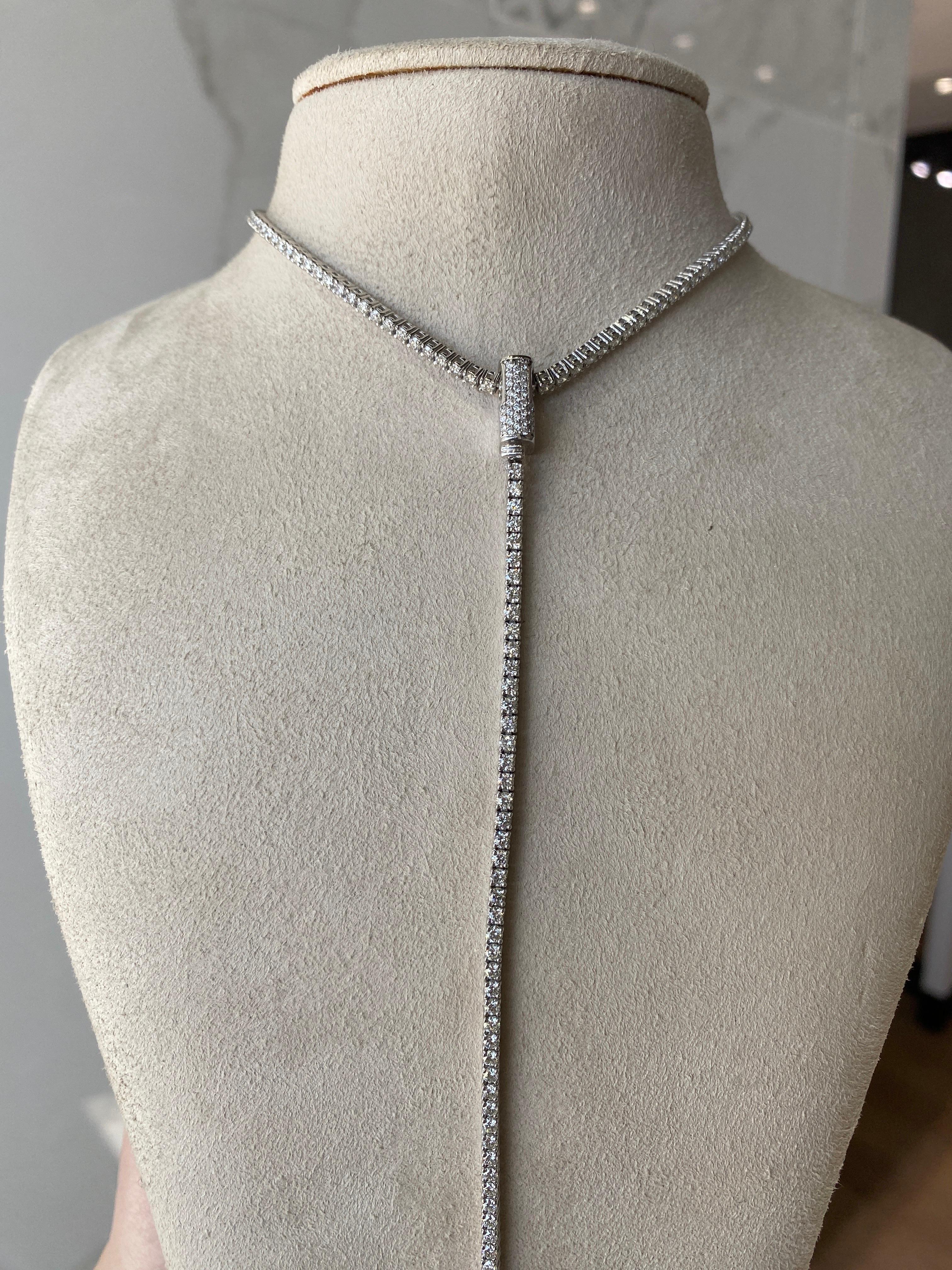 7.40 Carat Total Weight Diamond Convertible Lariat Choker Necklace  For Sale 10