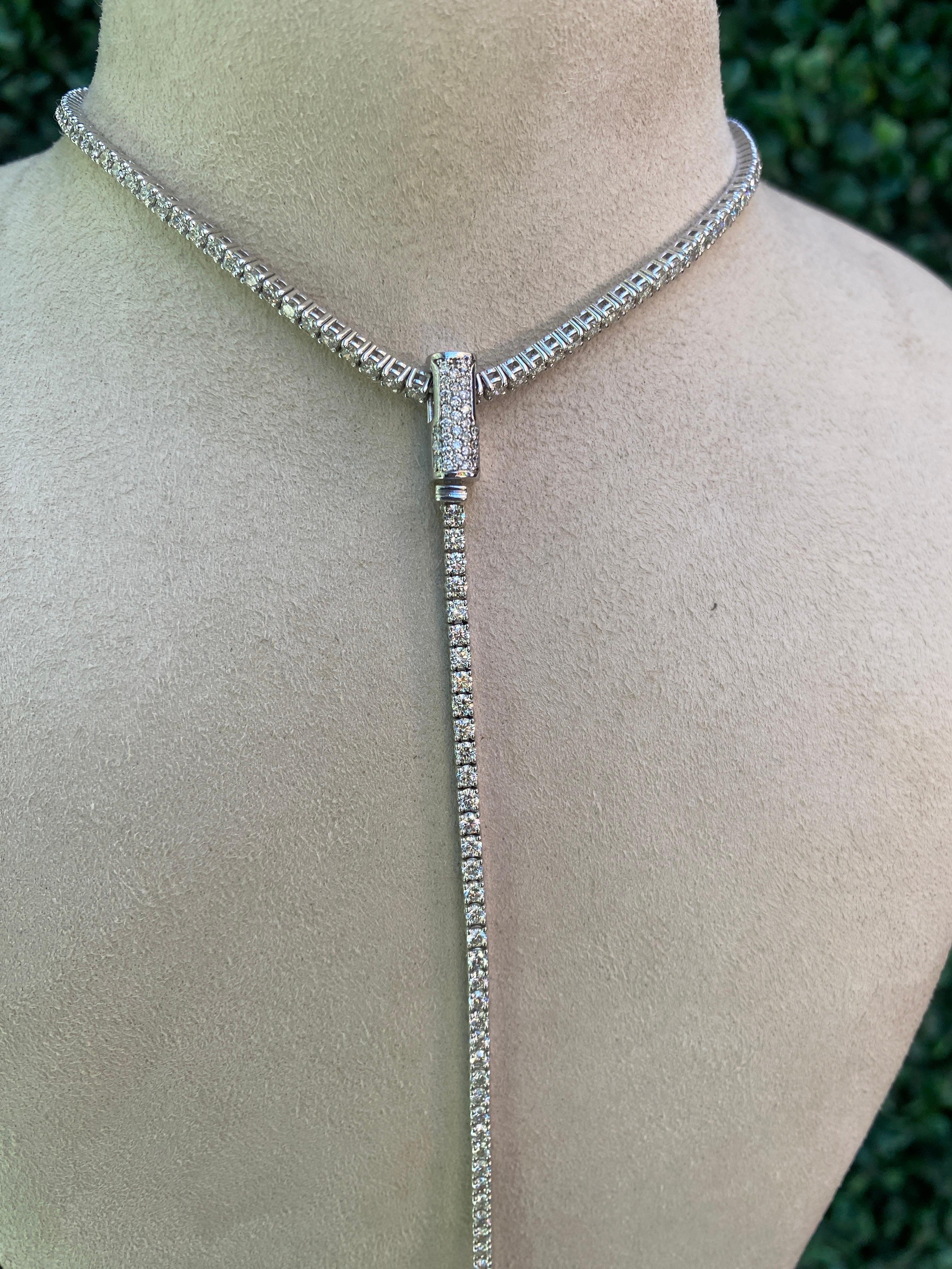7.40 Carat Total Weight Diamond Convertible Lariat Choker Necklace  For Sale 4