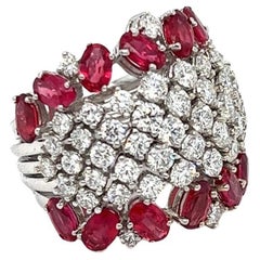 7.40 Carats Diamond and Ruby Band Ring, Italy 18Kt