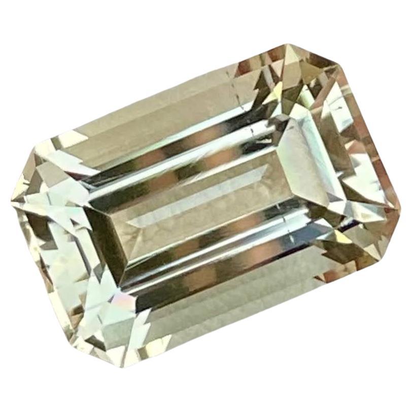 7.40 Carats Light Yellow Loose Scapolite Stone Emerald Cut Pakistan Gemstone