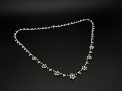 7.40 CT Diamond Floral Necklace 18K White Gold Graduated
