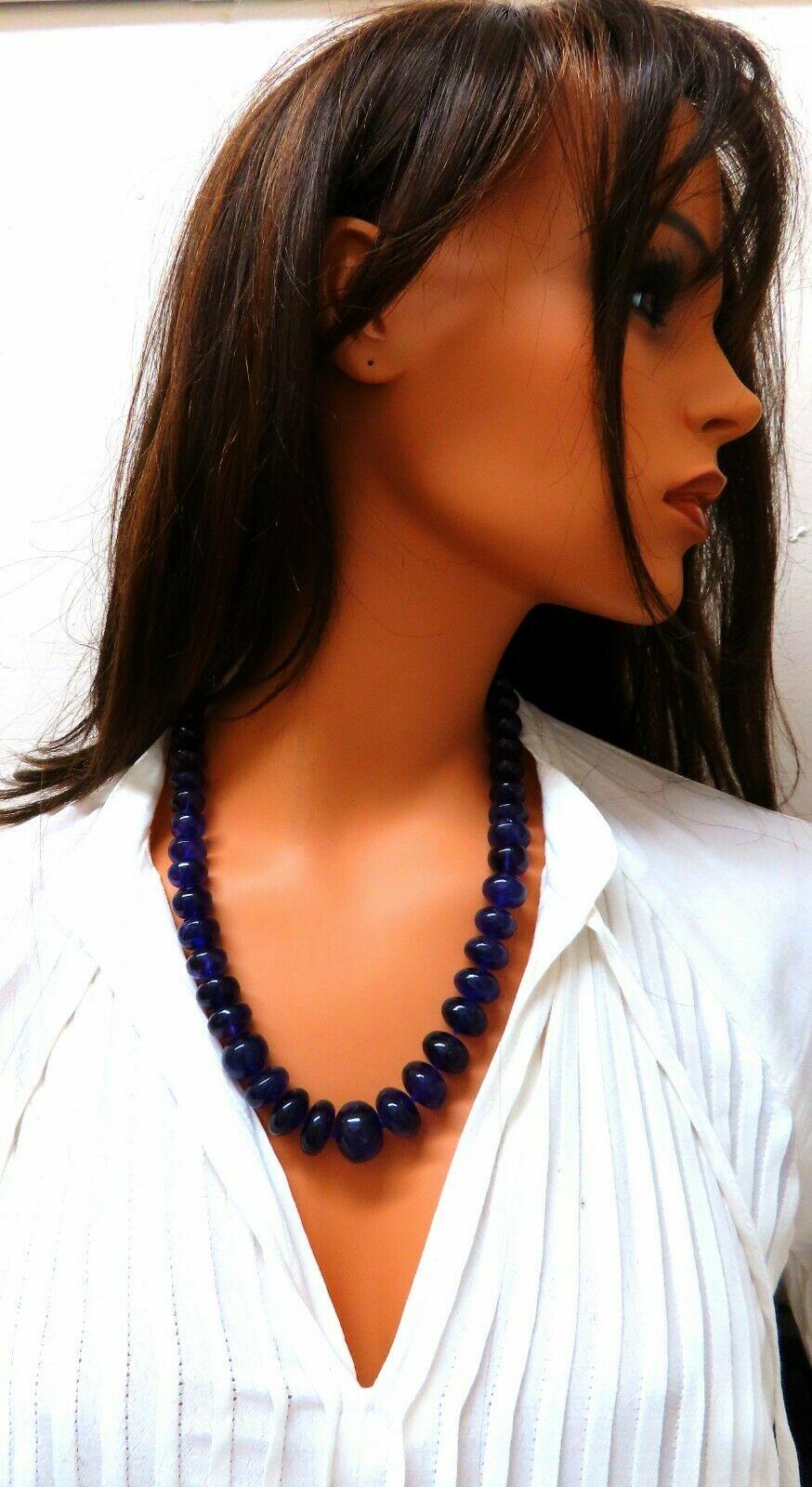 Women's or Men's 740 Carat Natural Purple Amethyst Bead Necklace 14 Karat