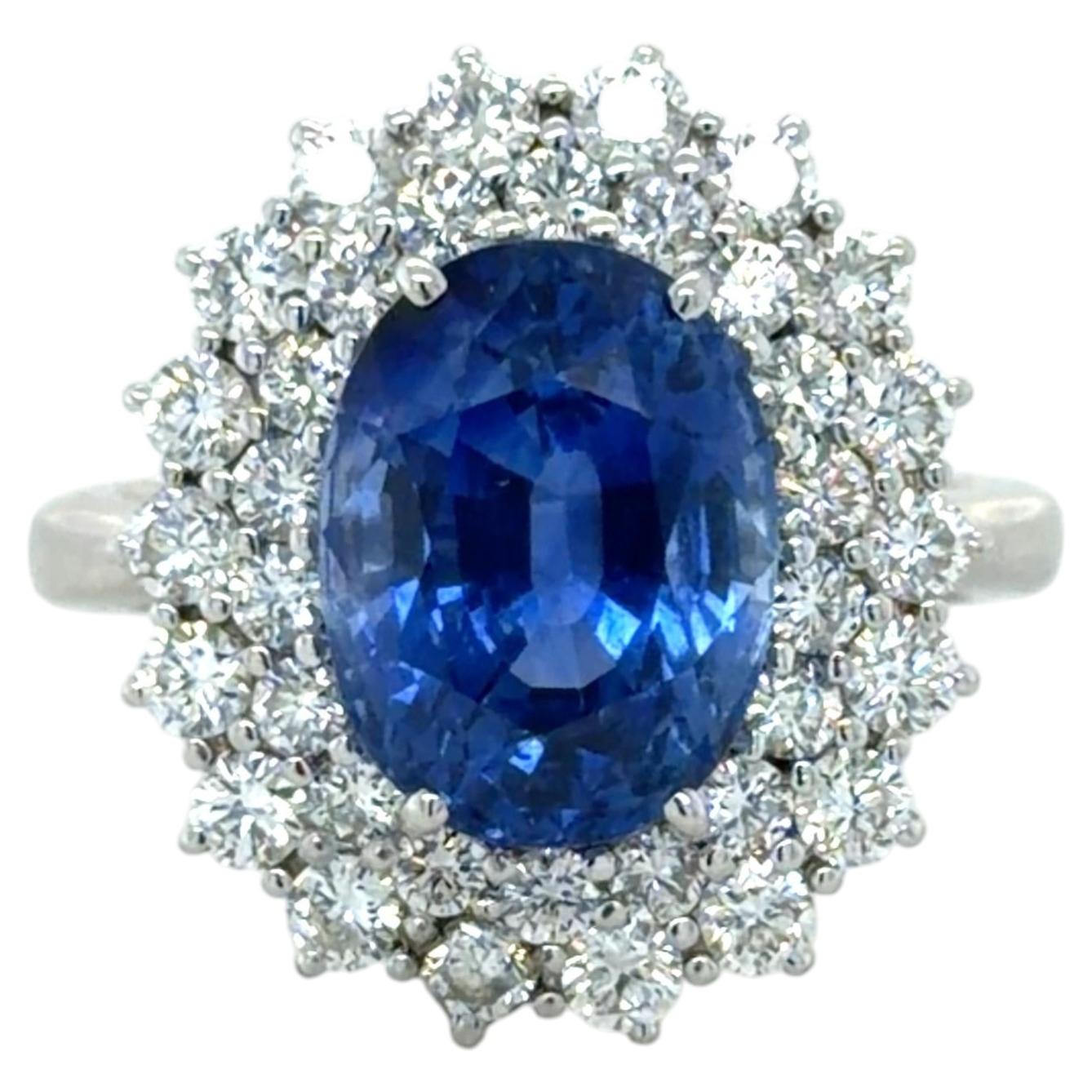 7.41 Karat Ceylon Saphir und Diamant Ring