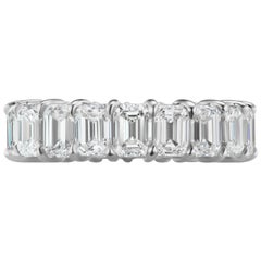 7.41 Carat Conflict Free Emerald Cut Diamond Eternity Wedding Band