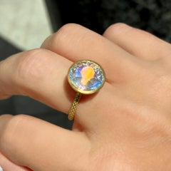 7.41 carat Finest Diamond-Cut Rainbow Moonstone Solitaire Ring, Talkative 2025