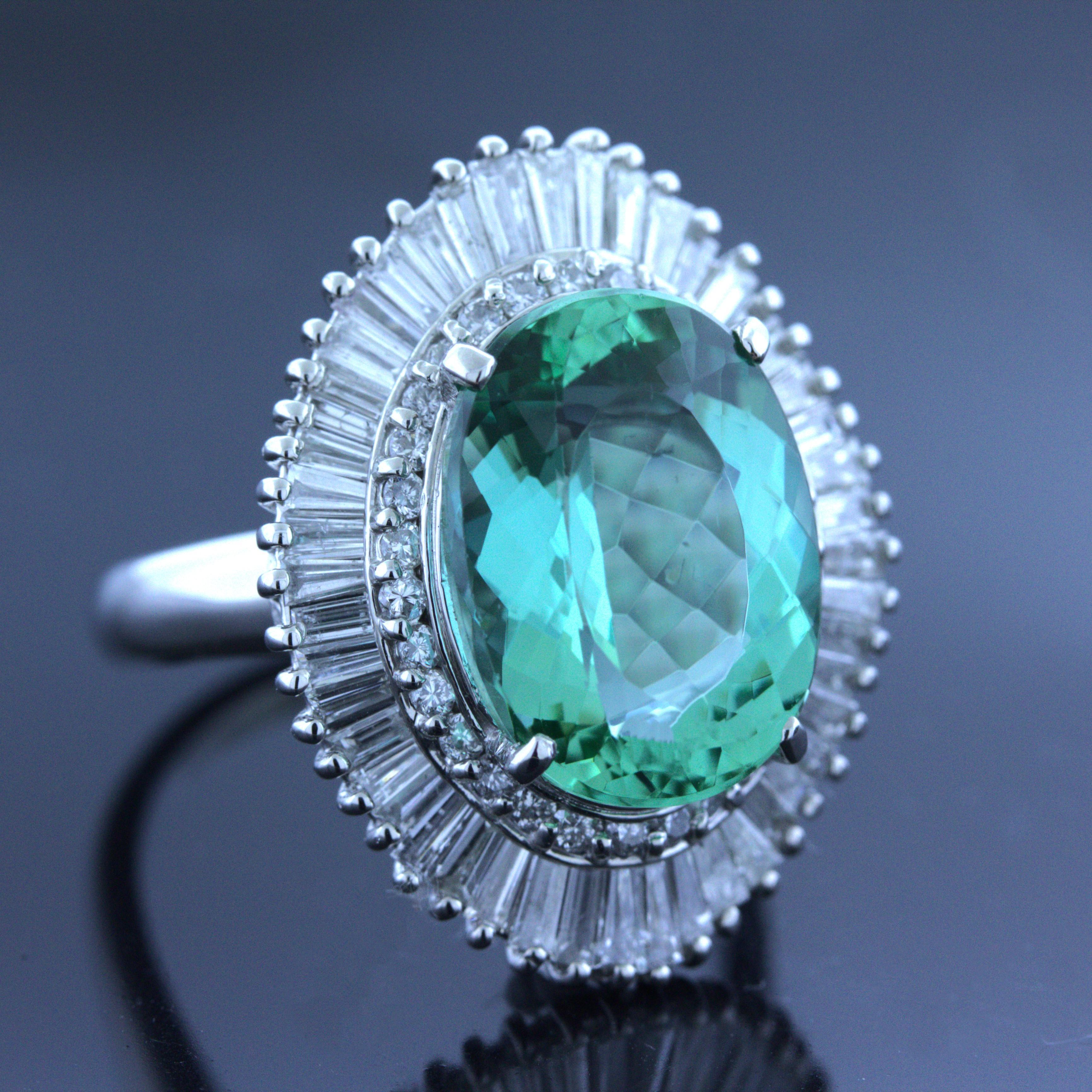 A beautiful and rare tourmaline having a very special “mint” color not often seen in the trade. It weighs 7.41 carats and has a minty alpine green color that no other gemstone can produce. It is even hard to find a tourmaline with this color. It is