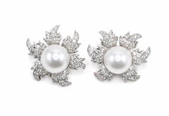 7.41 cts Interchangeable Pearl and Diamond Flower Earrings