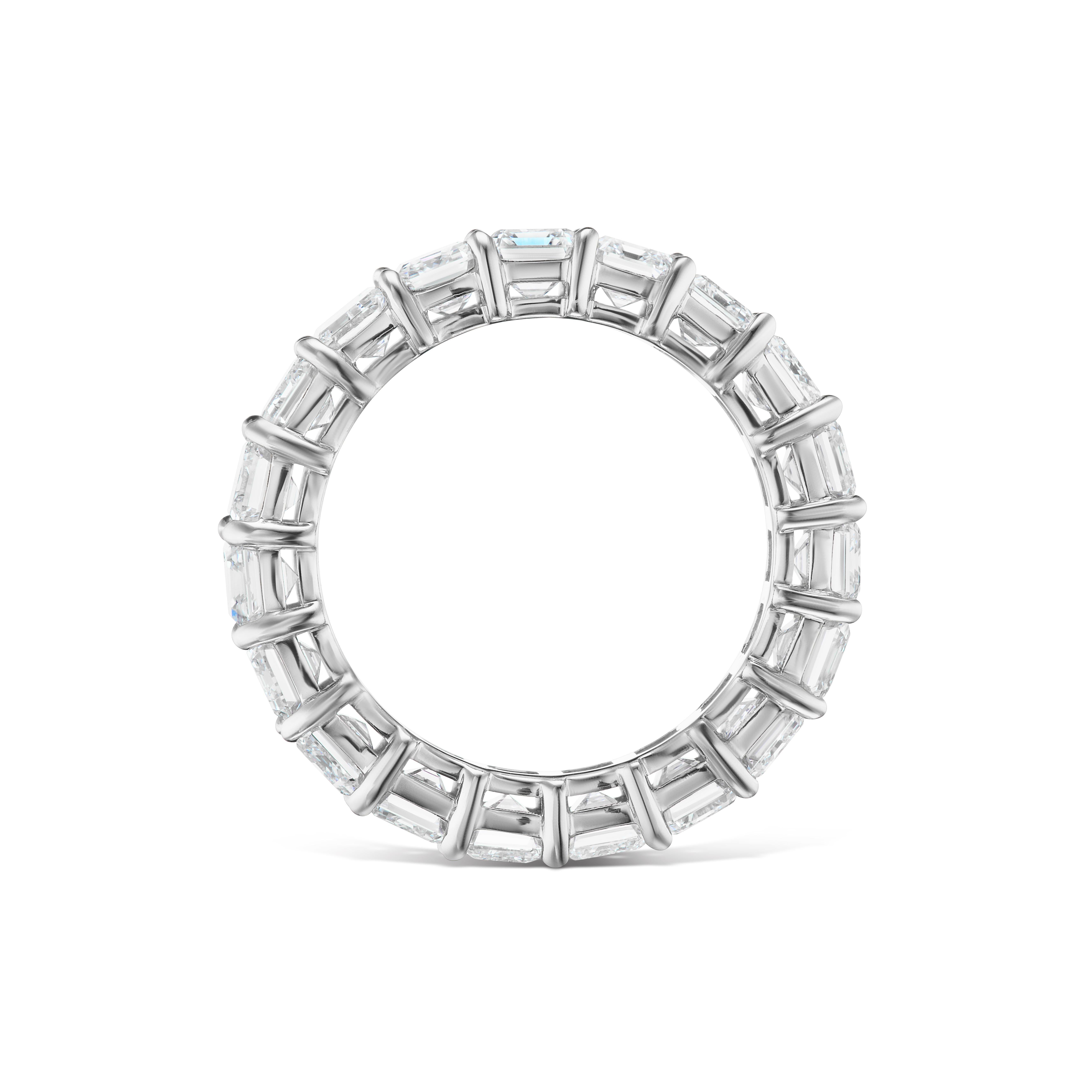 7.41 Carat Conflict Free Emerald Cut Diamond Eternity Wedding Band In New Condition In New York, NY