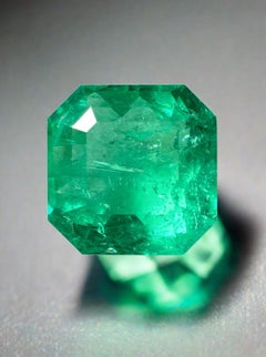 Esmeralda colombiana de 7,41 ct, corte ensanchado, verde muzzo, genuina piedra de nacimiento de mayo