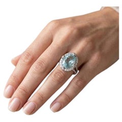7.41ct Vivid Neon Blue-Green Natural Paraiba Tourmaline RING 18K Gold