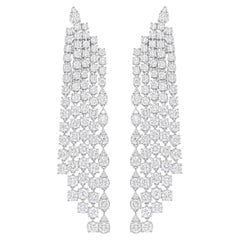 Pendientes araña de diamantes redondos SI/H de 7,42 quilates Joyas de oro blanco de 18 quilates