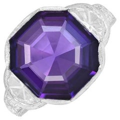 Hexagon Cut Amethyst Cocktail Ring (Approx. 7.40-Carats), Platinum