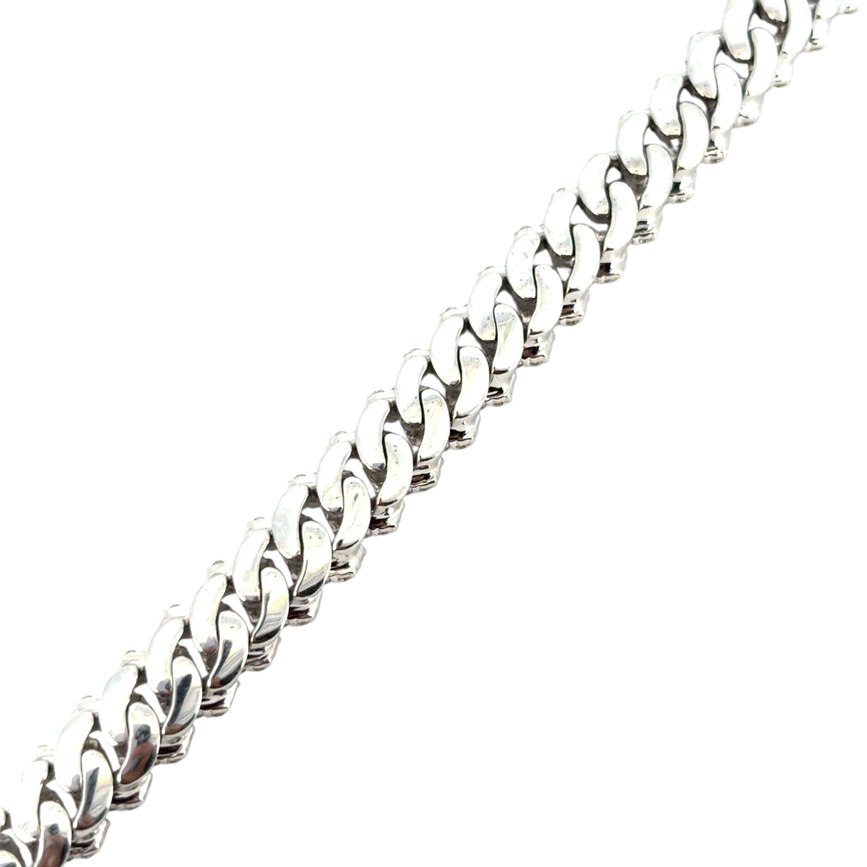 7.43 Carat Diamond All Paved Cuban Chain Link Bracelet 14 Karat En Stock en venta 4